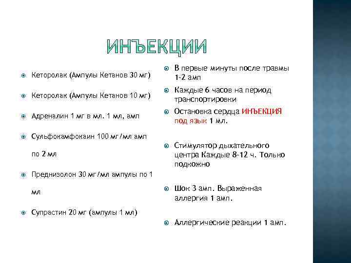 Кеторолак (Ампулы Кетанов 30 мг) Кеторолак (Ампулы Кетанов 10 мг) Адреналин 1 мг в