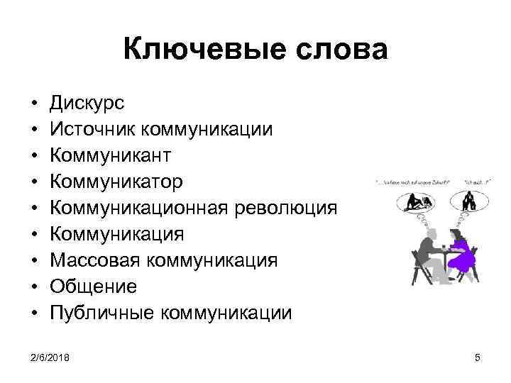 Ключевые слова • • • Дискурс Источник коммуникации Коммуникант Коммуникатор Коммуникационная революция Коммуникация Массовая