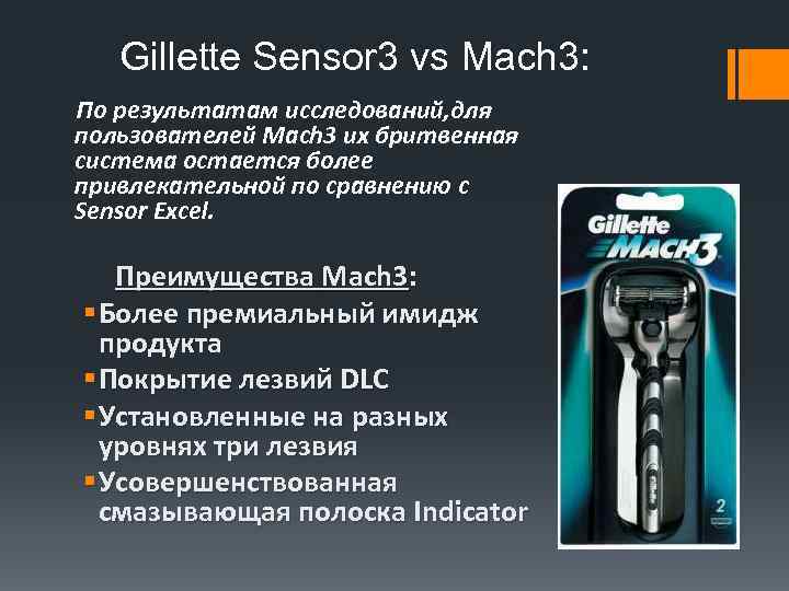 Gillette Sensor 3 vs Mach 3: По результатам исследований, для пользователей Mach 3 их