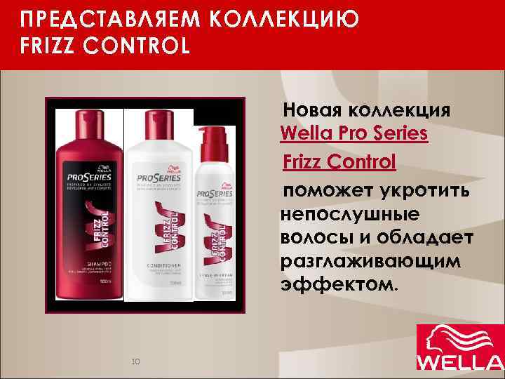 ПРЕДСТАВЛЯЕМ КОЛЛЕКЦИЮ FRIZZ CONTROL Новая коллекция Wella Pro Series Frizz Control поможет укротить непослушные