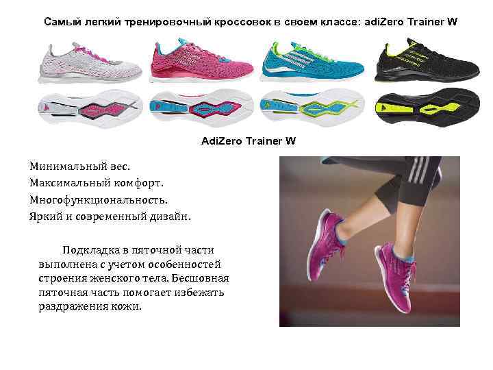 Самый легкий тренировочный кроссовок в своем классе: adi. Zero Trainer W Adi. Zero Trainer