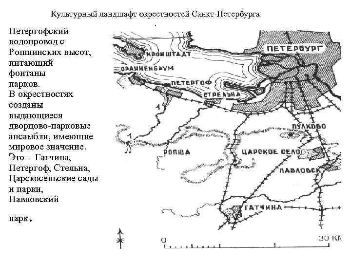 Культурный ландшафт окрестностей Санкт-Петербурга Петергофский водопровод с Ропшинских высот, питающий фонтаны парков. В окрестностях