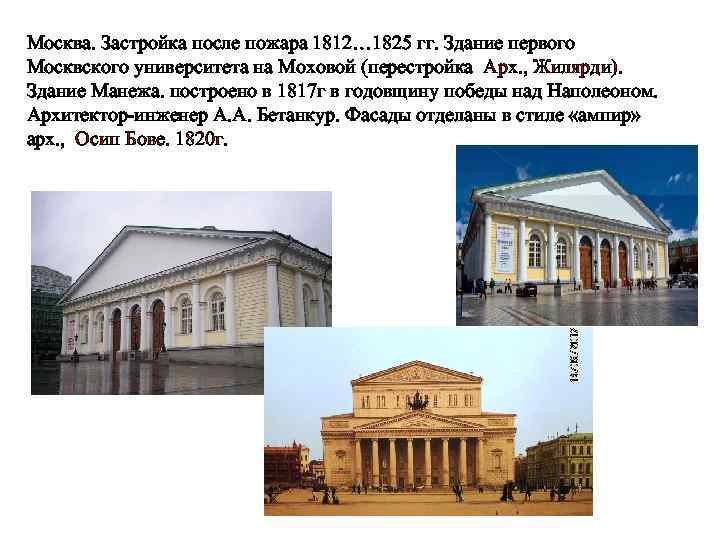 Москва. Застройка после пожара 1812… 1825 гг. Здание первого Москвского университета на Моховой (перестройка