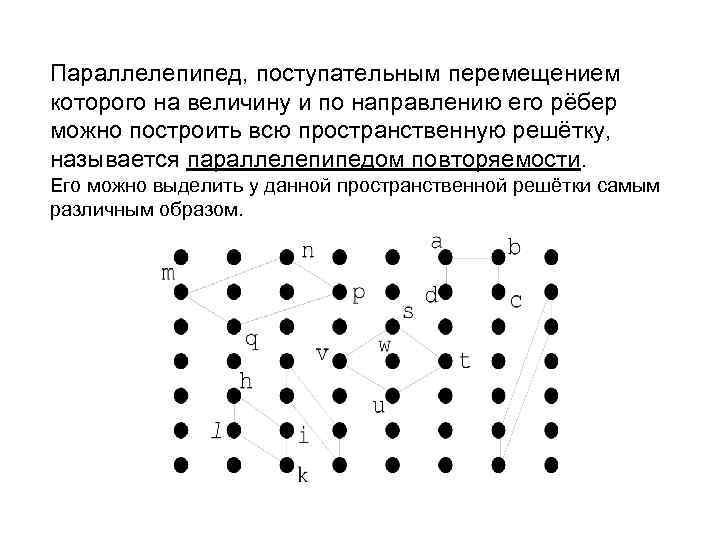 Параллелепипед, поступательным перемещением которого на величину и по направлению его рёбер можно построить всю