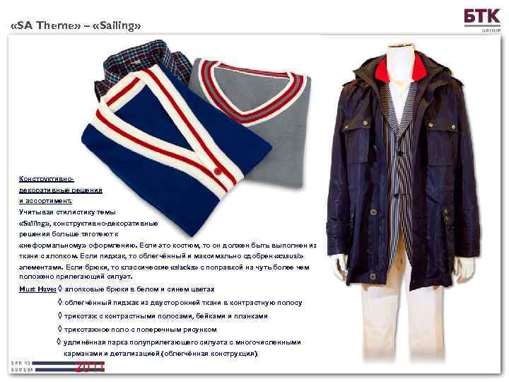  «SA Theme» – «Sailing» Конструктивнодекоративные решения и ассортимент. Учитывая стилистику темы «Sailing» ,