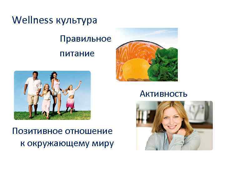 Wellness культура Правильное питание Активность Позитивное отношение к окружающему миру 