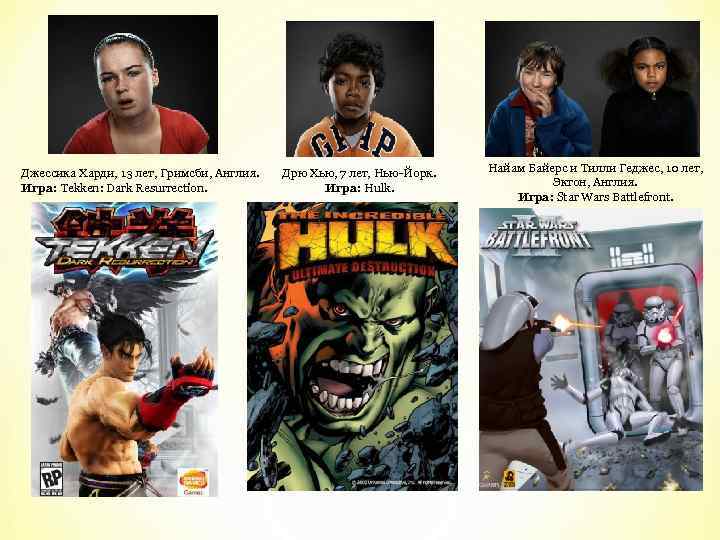 Джессика Харди, 13 лет, Гримсби, Англия. Игра: Tekken: Dark Resurrection. Дрю Хью, 7 лет,