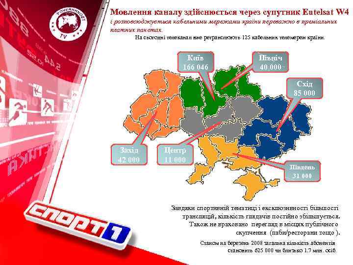 Мовлення каналу здійснюється через супутник Eutelsat W 4 і розповсюджується кабельними мережами країни переважно