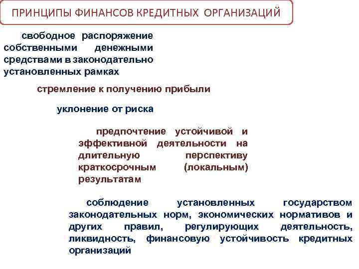 Свободное распоряжение. Принципы финансов. Финансы кредитных организаций. Финансовые ресурсы кредитной организации. Понятие финансово-кредитных учреждений.