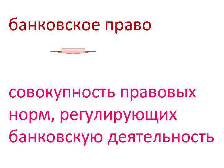 банковское право совокупность правовых норм, регулирующих банковскую деятельность 