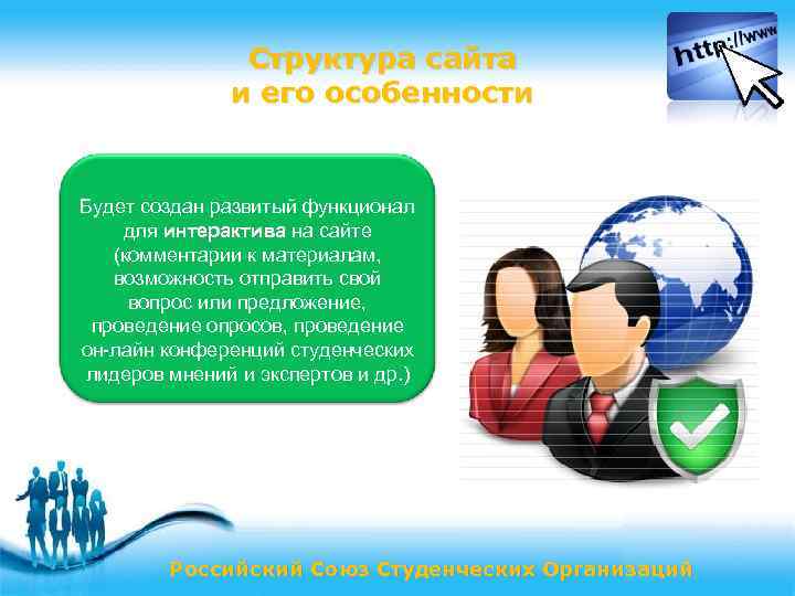 Структура сайта и его особенности Будет создан развитый функционал для интерактива на сайте (комментарии