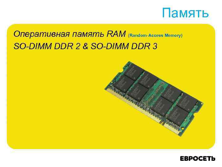 Память Оперативная память RAM (Random-Access Memory) SO-DIMM DDR 2 & SO-DIMM DDR 3 