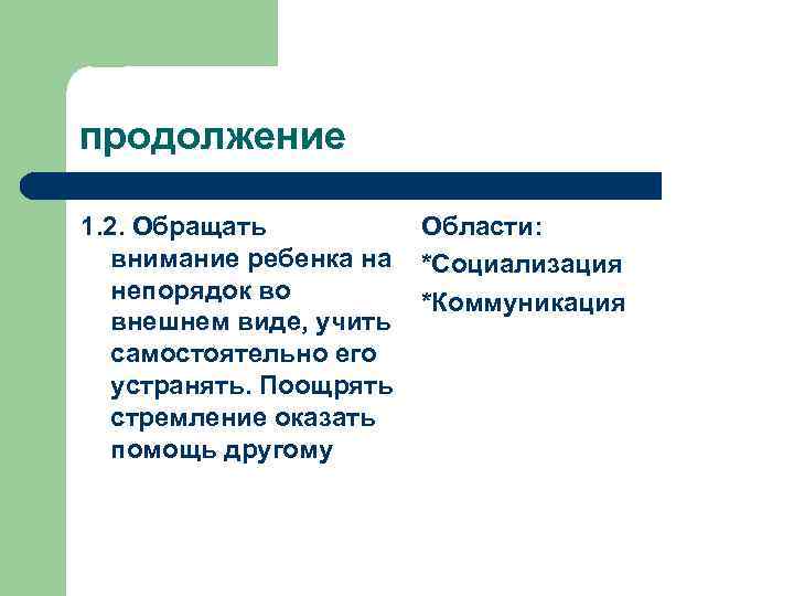 продолжение 1. 2. Обращать внимание ребенка на непорядок во внешнем виде, учить самостоятельно его
