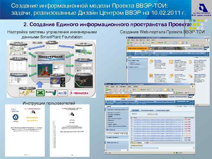 Создание информационной модели Проекта ВВЭР-ТОИ: задачи, реализованные Дизайн Центром ВВЭР на 10. 02. 2011