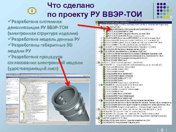 I Что сделано по проекту РУ ВВЭР-ТОИ üРазработана системная декомпозиция РУ ВВЭР-ТОИ (электронная структура