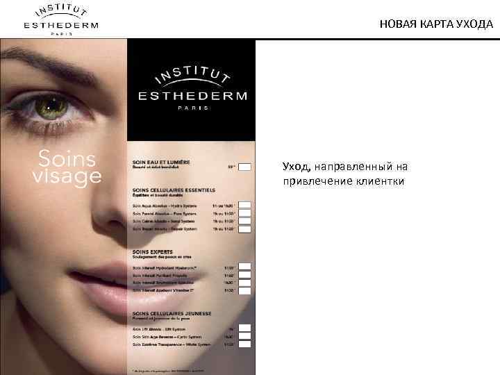 НОВАЯ КАРТА УХОДА Уход, направленный на привлечение клиентки 