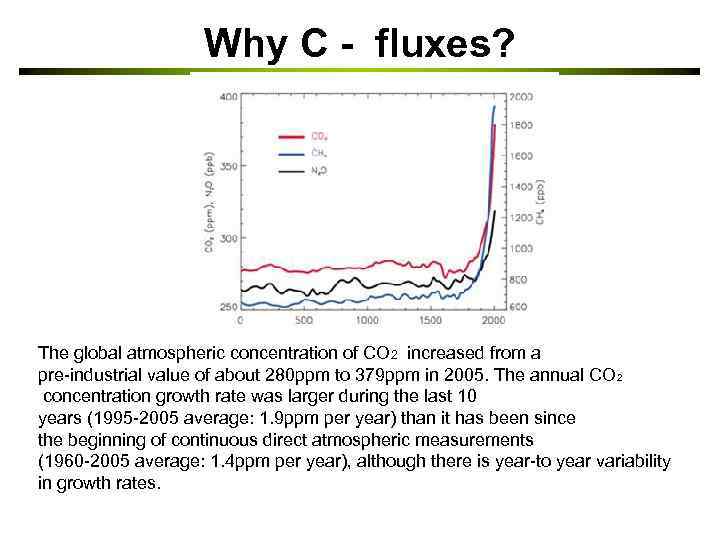Why C - fluxes? The global atmospheric concentration of CO 2 increased from a