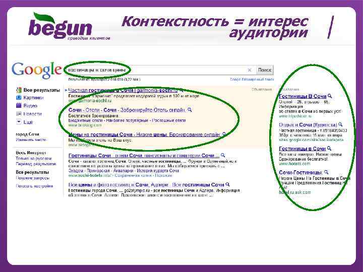 Контекстность = интерес аудитории 