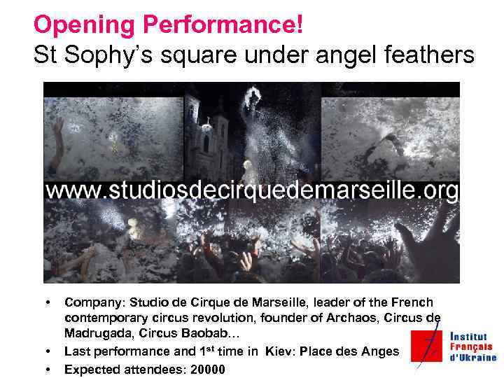 Opening Performance! St Sophy’s square under angel feathers • • • Company: Studio de