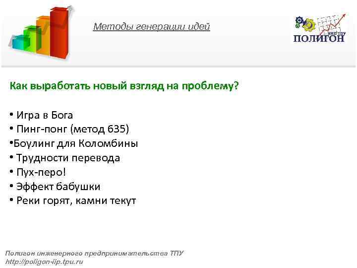 Методы генерации идей Как выработать новый взгляд на проблему? • Игра в Бога •