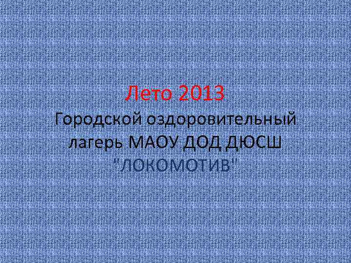 Лето 2013 Городской оздоровительный лагерь МАОУ ДОД ДЮСШ 