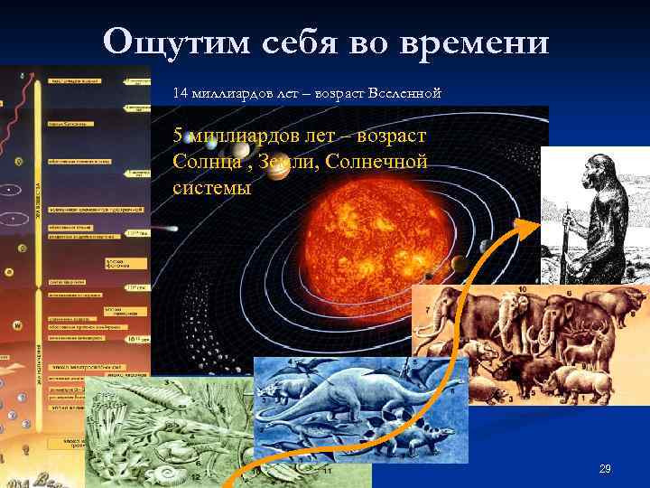 Ощутим себя во времени 14 миллиардов лет – возраст Вселенной 5 миллиардов лет –