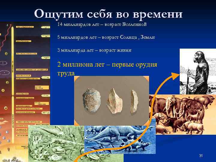 Ощутим себя во времени 14 миллиардов лет – возраст Вселенной 5 миллиардов лет –