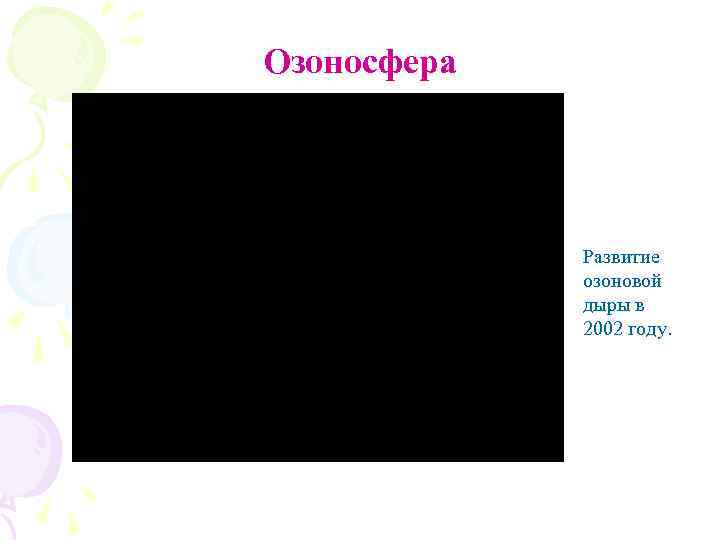 Озоносфера Развитие озоновой дыры в 2002 году. 