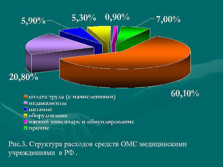 Рис. 3. Структура расходов средств ОМС медицинскими учреждениями в РФ. 