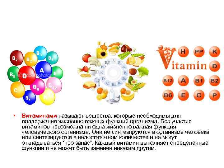 Витамины в организме человека «сами» практически не вырабатываются!!! • Витаминами называют вещества, которые необходимы