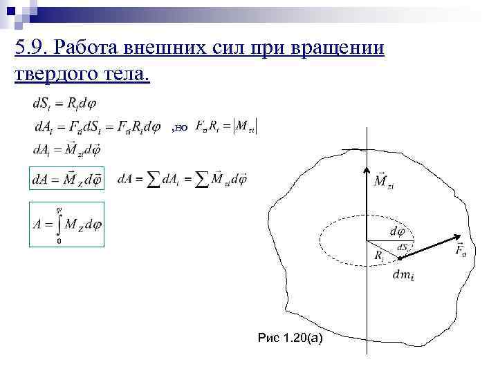 5. 9. Работа внешних сил при вращении твердого тела. , но Рис 1. 20(а)
