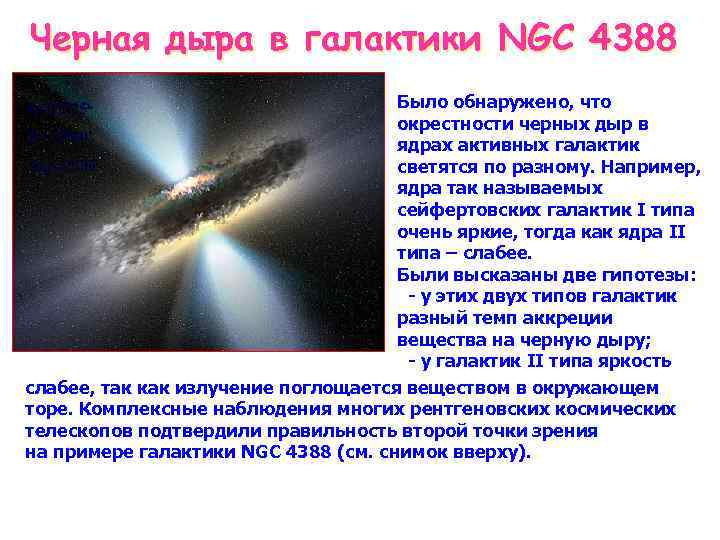 Черная дыра в галактики NGC 4388 Было обнаружено, что окрестности черных дыр в =