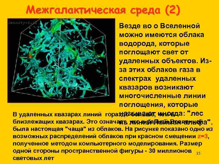 Межгалактическая среда (2) Везде во о Вселенной можно имеются облака водорода, которые поглощают свет