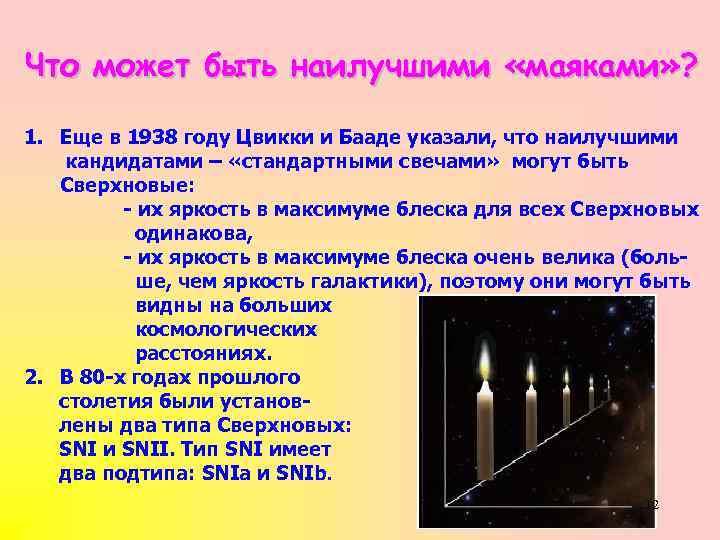 Что может быть наилучшими «маяками» ? 1. Еще в 1938 году Цвикки и Бааде