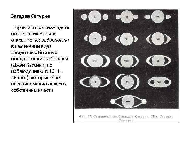 Загадка Сатурна Первым открытием здесь после Галилея стало открытие периодичности в изменении вида загадочных