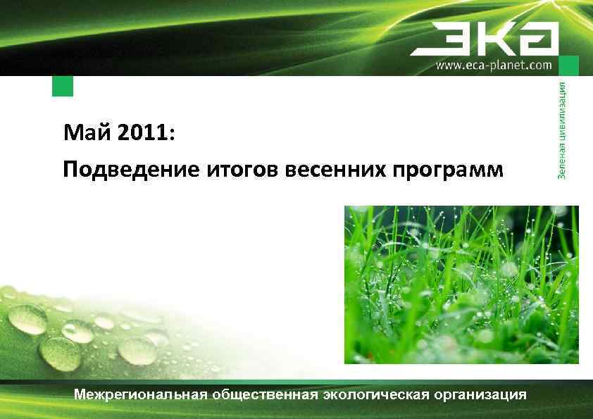 Май 2011: Подведение итогов весенних программ Межрегиональная общественная экологическая организация 