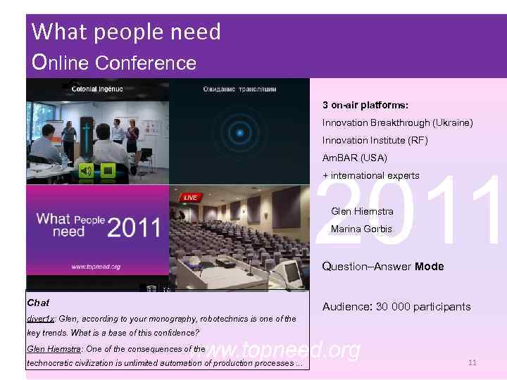 What people need Прес-конференція Online Conference 3 on-air platforms: Innovation Breakthrough (Ukraine) Innovation Institute