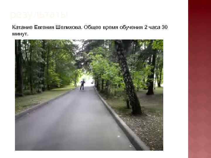 результаты Катание Евгения Шелихова. Общее время обучения 2 часа 30 минут. 