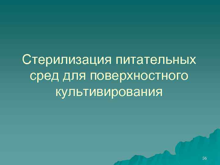 Стерилизация питательных сред для поверхностного культивирования 56 