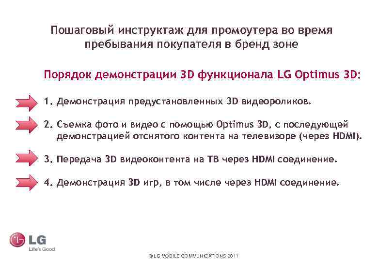 Пошаговый инструктаж для промоутера во время пребывания покупателя в бренд зоне Порядок демонстрации 3