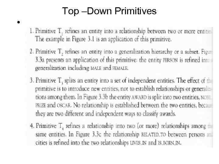 Top –Down Primitives • 