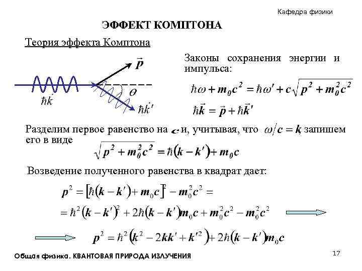 Лекции по физике. Закон сохранения импульса при эффекте Комптона. Эффект Комптона вывод формулы. Комптоновское рассеивание формула. Уравнение теории эффекта Комптона.