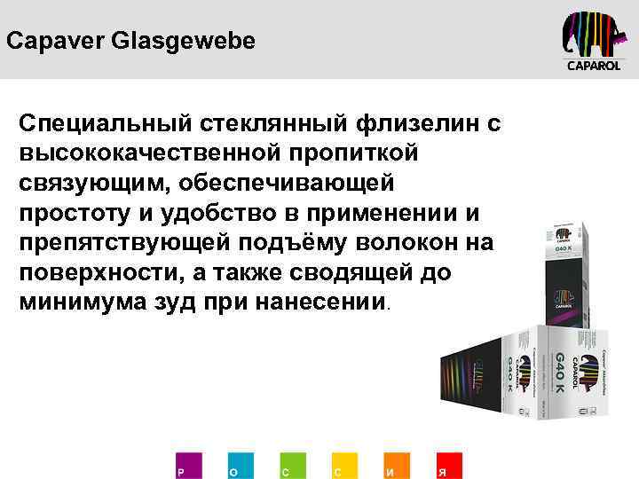 Capaver Glasgewebe Специальный стеклянный флизелин с высококачественной пропиткой связующим, обеспечивающей простоту и удобство в