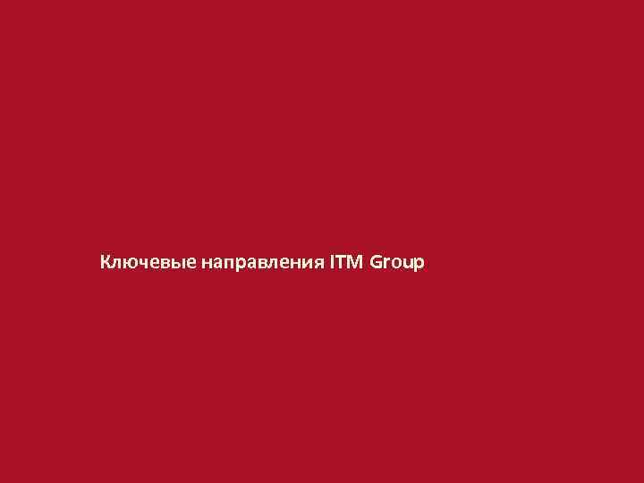 Ключевые направления ITM Group 