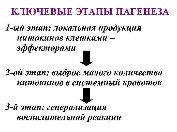 КЛЮЧЕВЫЕ ЭТАПЫ ПАГЕНЕЗА 1 -ый этап: локальная продукция цитокинов клетками – эффекторами 2 -ой