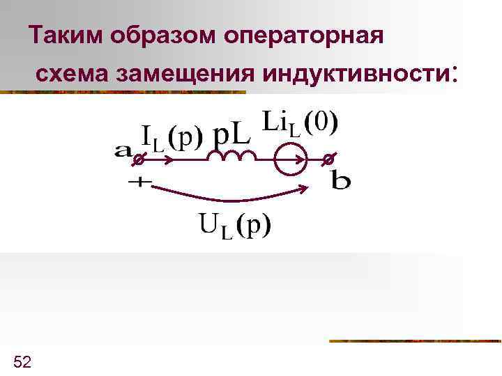 Таким образом операторная схема замещения индуктивности: 52 