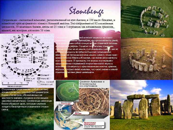 Stonehenge Стоунхендж - гигантский комплекс, расположенный на юге Англии, в 130 км от Лондона,