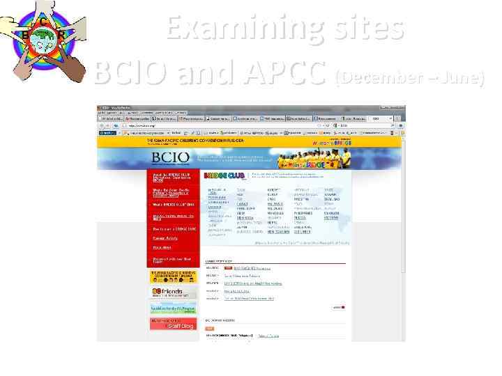 Examining sites BCIO and APCC (December – June) 