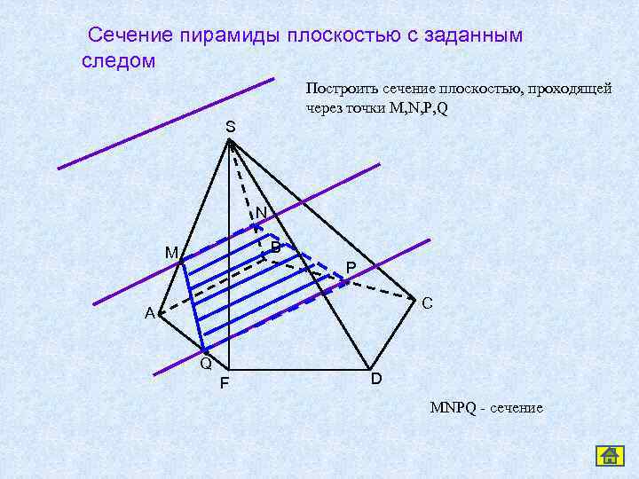 Найти сечение пирамиды плоскостью