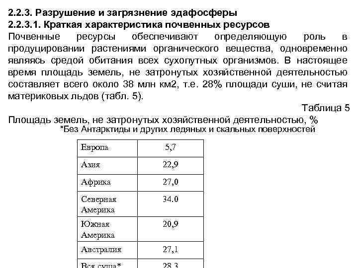 2. 2. 3. Разрушение и загрязнение эдафосферы 2. 2. 3. 1. Краткая характеристика почвенных